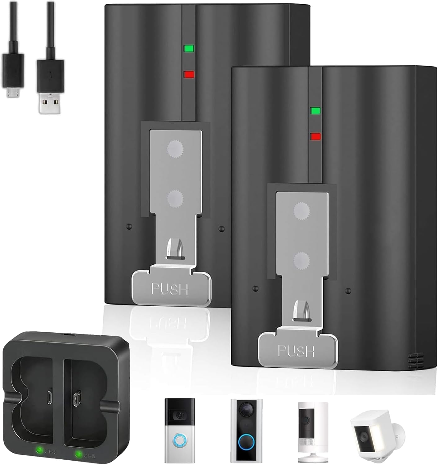 TAVICE 6040mAh 2 - Pack Rechargeable Lithium - Ion Batteries with Charging Station for Ring Video Doorbell 2/3/4, Spotlight Cam, and Stick Up Cam - Office Catch