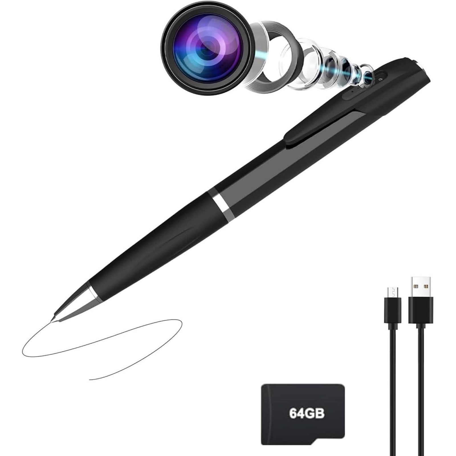 TAVICE 64GB Camera Pen 1080P HD Portable Hidden Camera for Video & Photos, Loop Recording, Long Battery Life - Office Catch