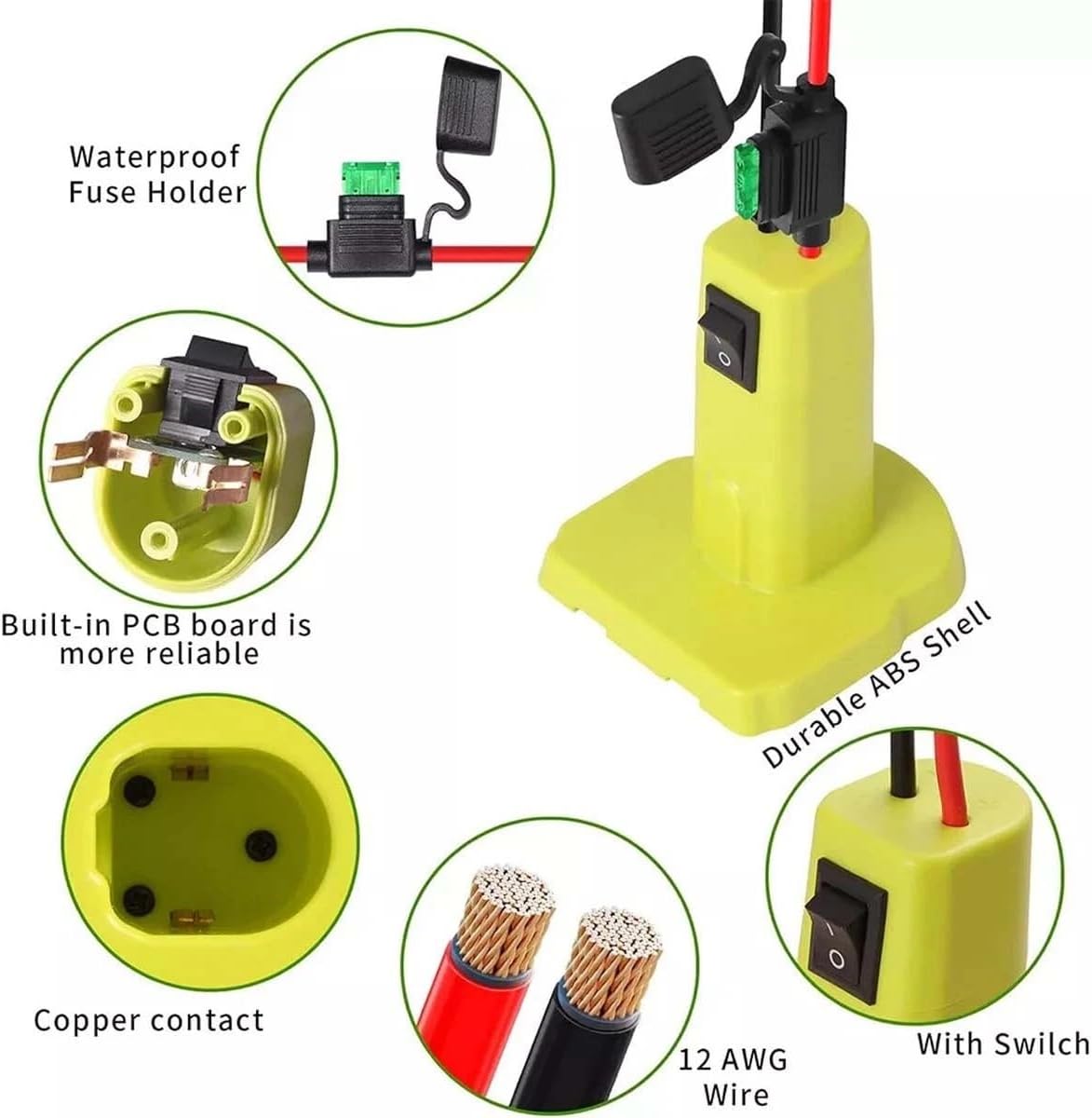 TAVICE Battery Adapter Compatible with Ryobi 18V Battery for Power Wheels Connector with 30A Fuse 12AWG Wire - Office Catch