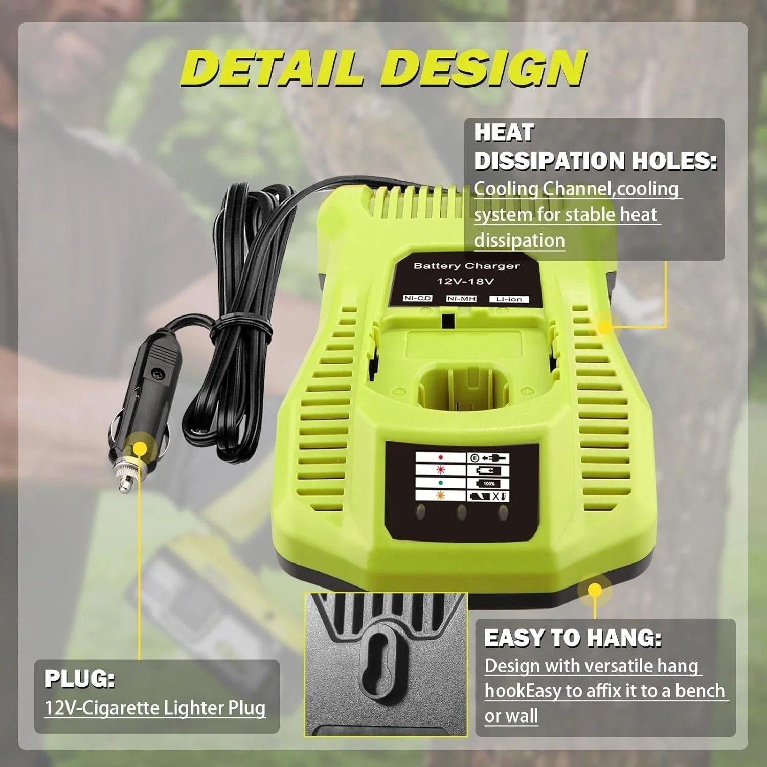 TAVICE Car Charger Compatible with Ryobi ONE+ 12V-18V P102 P105 P108 Li-Ion NiCd NiMH Batteries - Office Catch