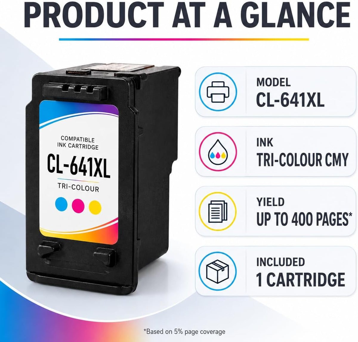 TAVICE CL-641XL 641XL Ink Cartridge Compatible with Canon PIXMA MG2160 MG2260 MG3160 - Office Catch
