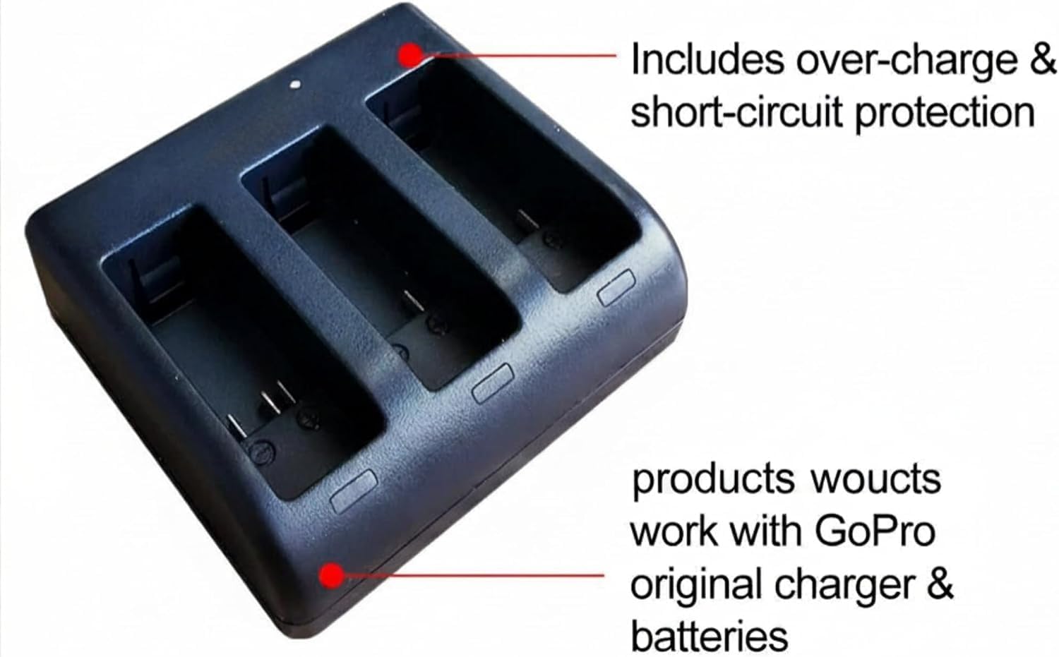 TAVICE [Combo Pack] Ultra Fast Triple Charger + 3 Pack Batteries for GoPro Hero 8 7 6 5 Action Camera | High Capacity Batteries - Office Catch