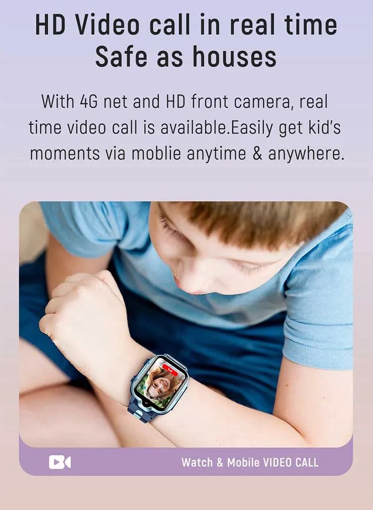 Tavice Kids 4G Smartwatch (Blue) – Waterproof GPS Tracker with SIM, Voice & Video Calls, Camera, SOS Emergency Alert & Educational Games - Office Catch