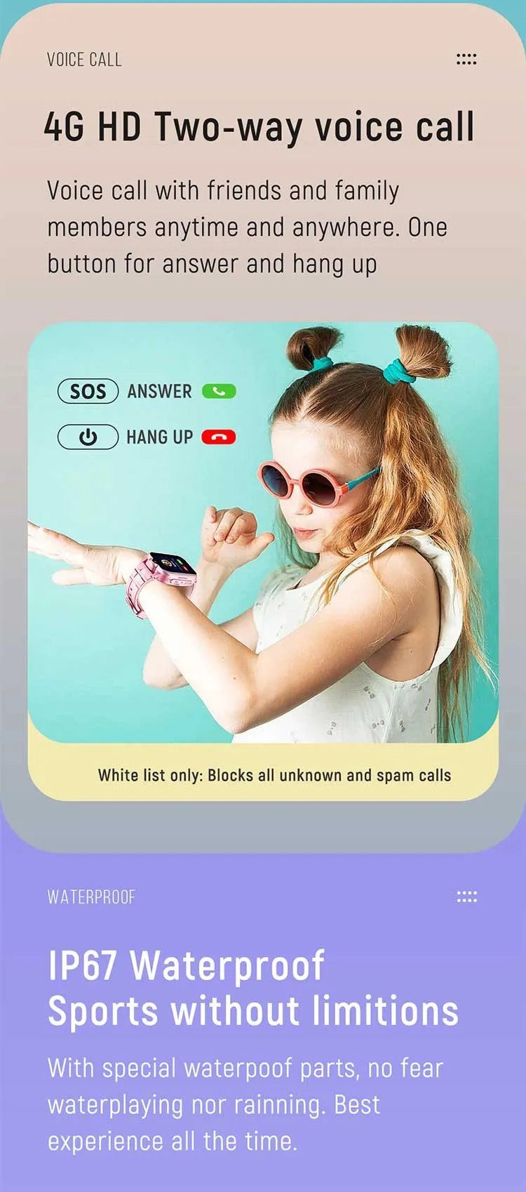 Tavice Kids 4G Smartwatch (Pink) Waterproof GPS Tracker with SIM, Voice & Video Calls, Camera, SOS Emergency Alert & Educational Games - Office Catch