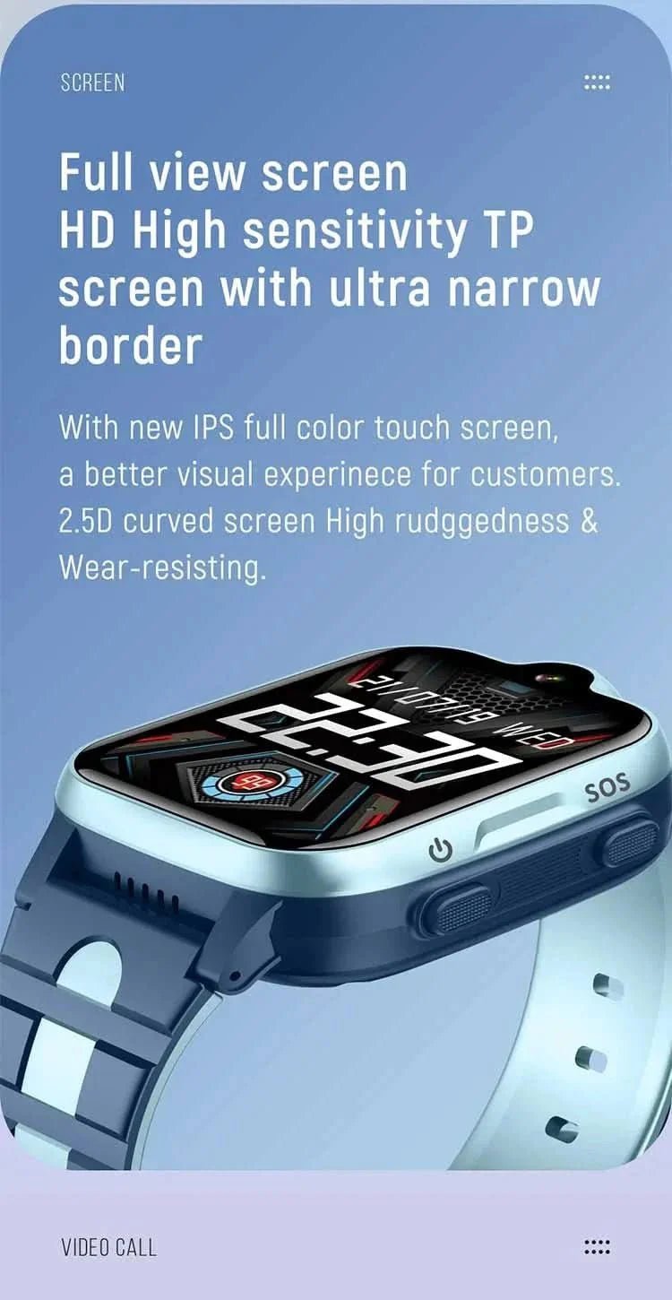 Tavice Kids 4G Smartwatch - Waterproof with GPS Tracker, SIM, Voice & Video Call, Camera, SOS Emergency Call & Educational Games (BLUE) - Office Catch
