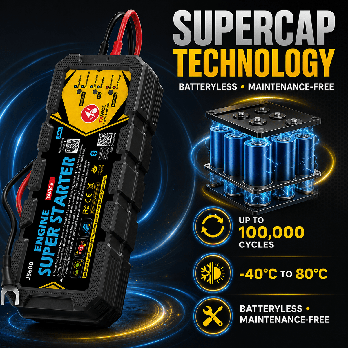 TAVICE LEAGEND JS200 On-Board SuperCap Jump Starter 12V Battery Booster Emergency Car Starter - Office Catch
