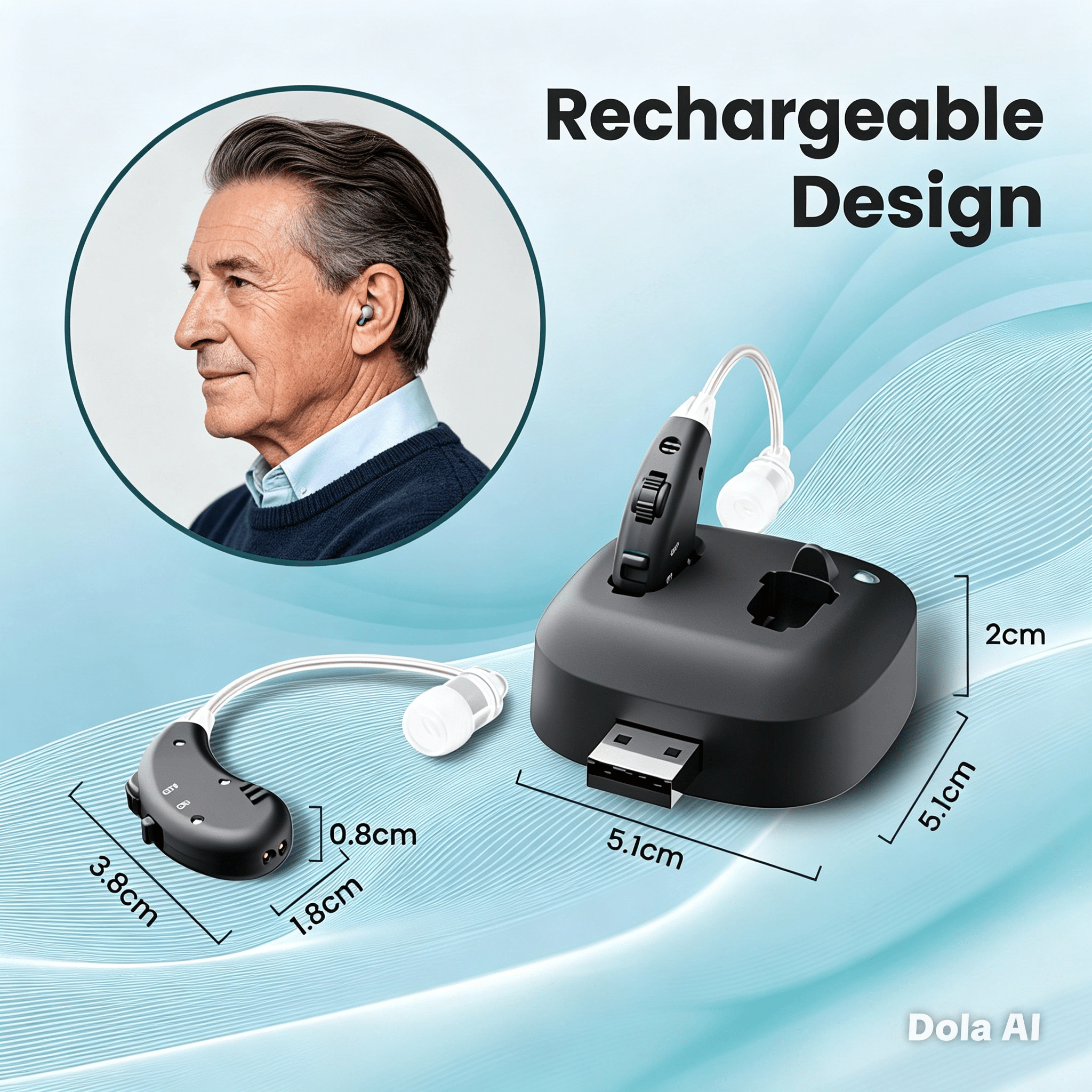 Tavice Rechargeable Dual Behind-the-Ear Sound Amplifier with Noise Reduction, USB Charging, Long Battery Life - Office Catch