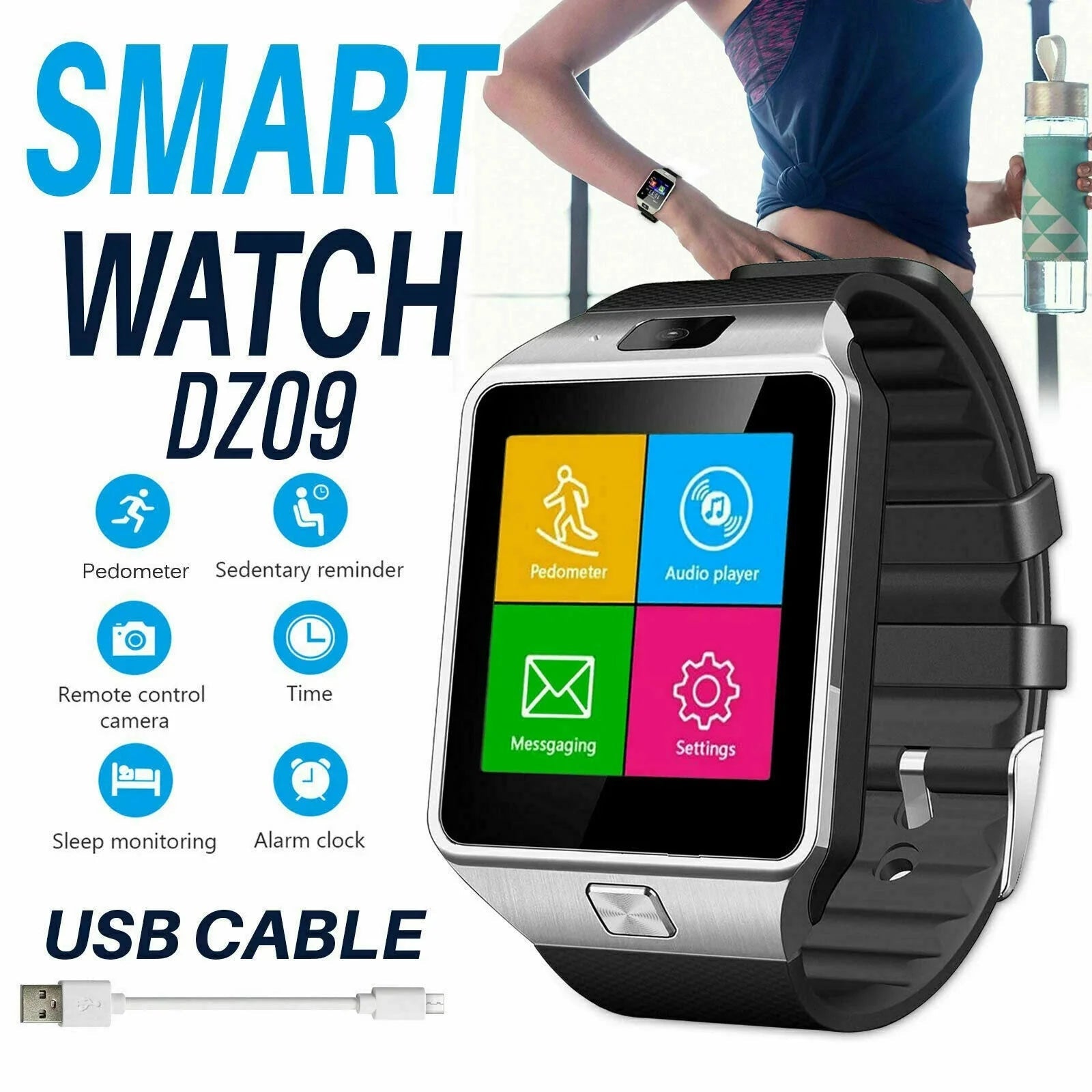 Tavice TZ1 Bluetooth Smart Watch with Touchscreen | Camera, Pedometer, Sleep Monitor, Notifications & Multi-Language Support - Office Catch