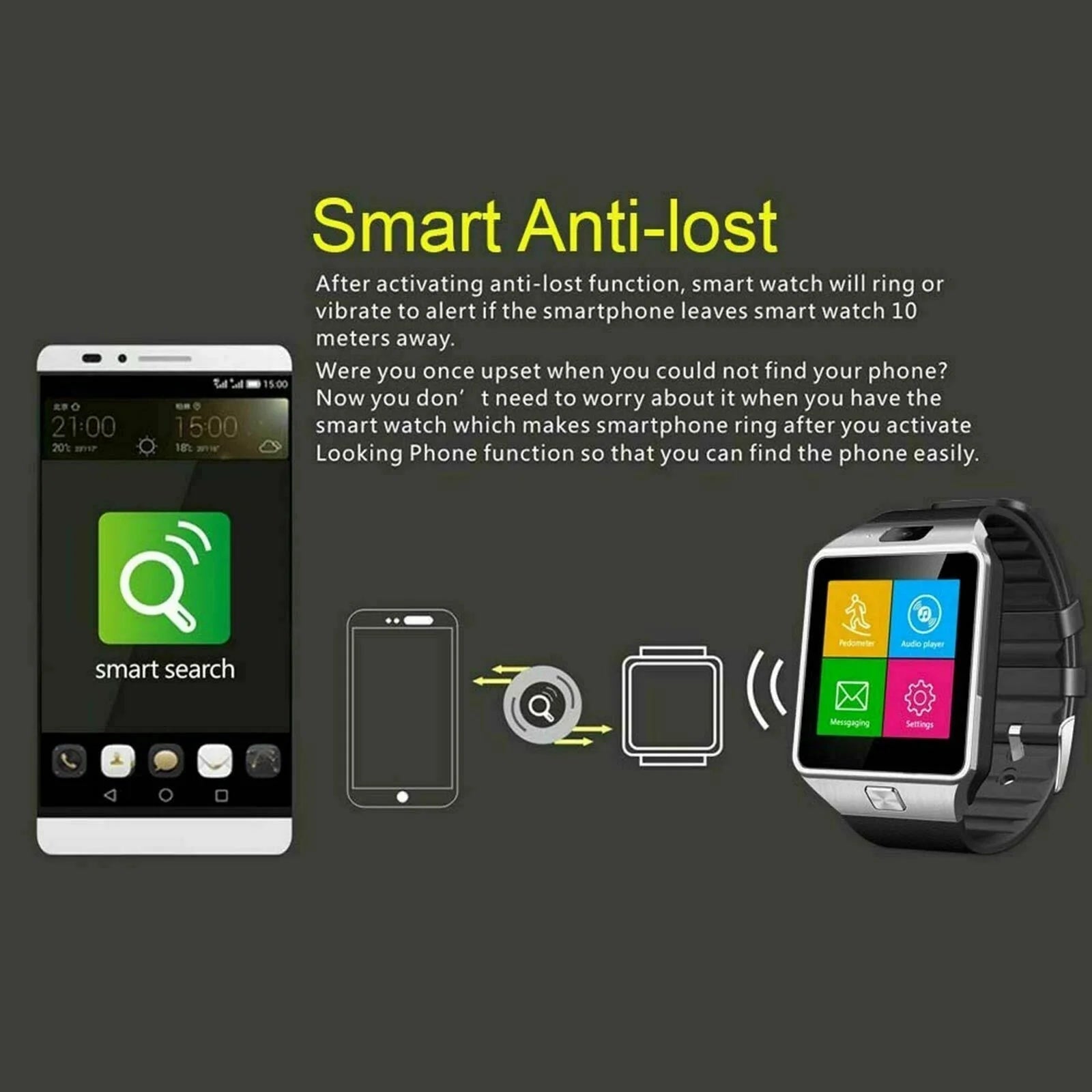 Tavice TZ1 Bluetooth Smart Watch with Touchscreen | Camera, Pedometer, Sleep Monitor, Notifications & Multi-Language Support - Office Catch