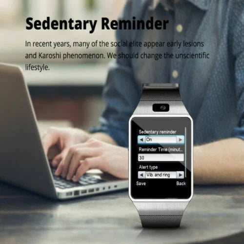 Tavice TZ1 Bluetooth Smart Watch with Touchscreen | Camera, Pedometer, Sleep Monitor, Notifications & Multi-Language Support - Battery Mate