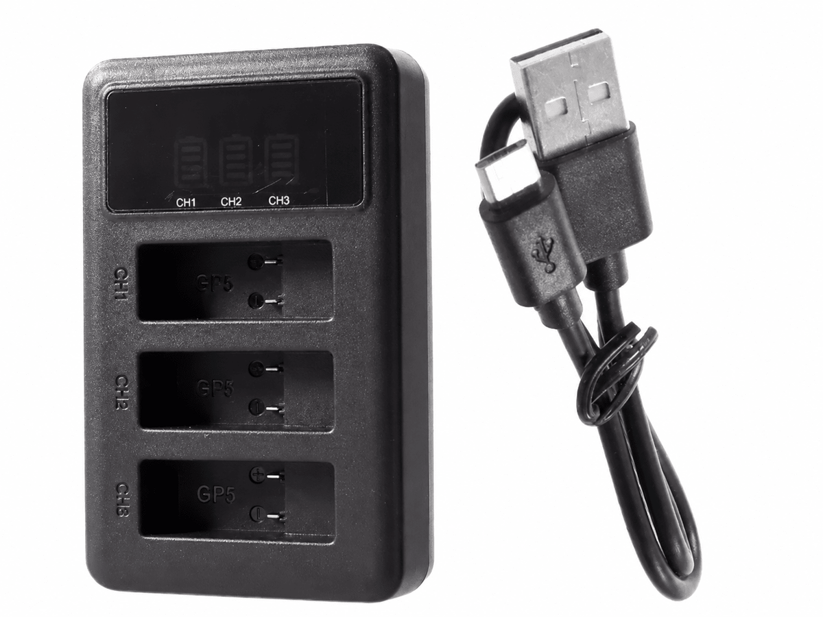 TAVICE Ultra Fast Charging USB Triple Battery Charger Kit with 3 Replacement Batteries for GoPro HERO3 HERO3+ HERO4 Action Pro - Office Catch