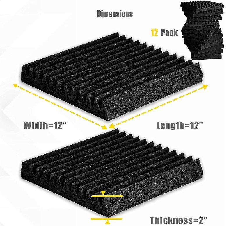 [12 Pack] Studio Acoustic Foam Sound Absorbtion Proofing Panels Tiles Wedge | 30*30*5cm - Office Catch