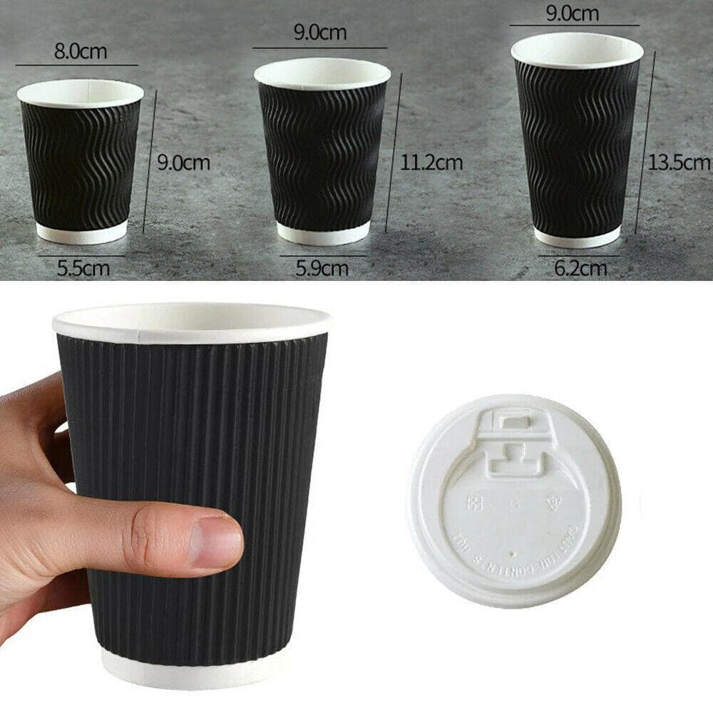 12oz (Medium) 200pcs Triple Wall Coffee Cups Disposable Bulk Takeaway - Office Catch