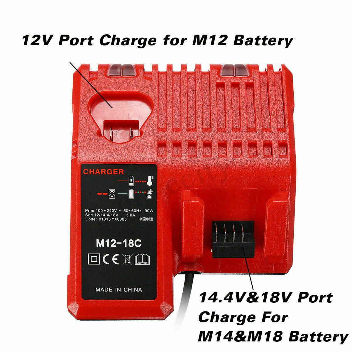 12V-18V Battery Charger for Milwaukee M12-18C Multi Voltage Rapid Dual M12 & M18 - Office Catch