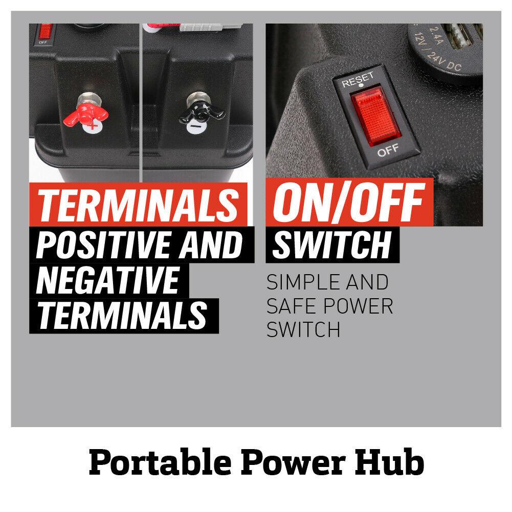 12V Portable Battery Box For Camping With USB Solar - Office Catch