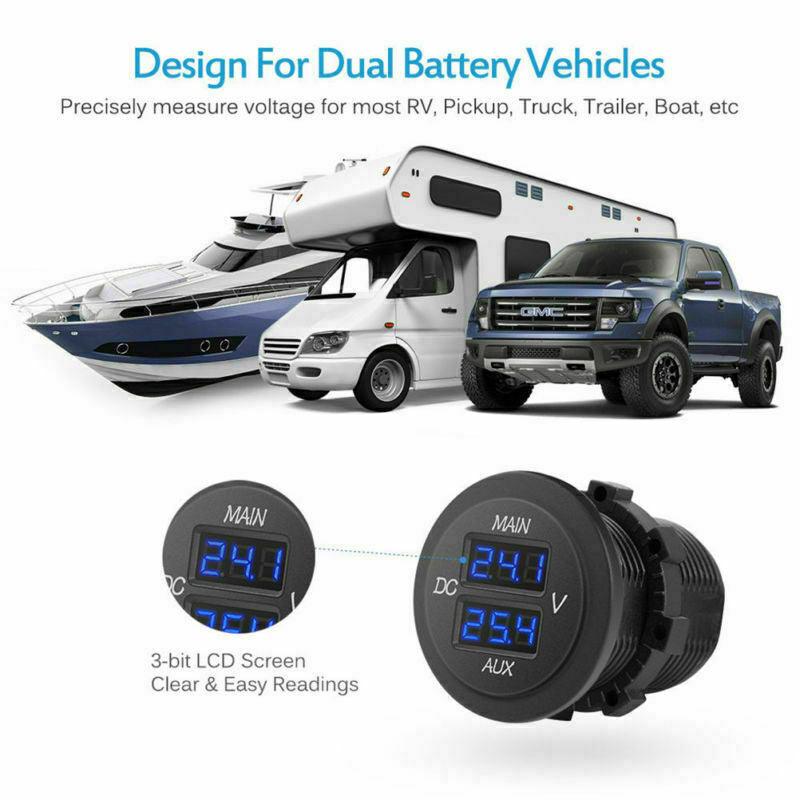 12V Volt meter Dual Battery Monitor LED Digital Car Boat Voltage Marine Gauge AU - Office Catch