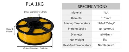 1.75mm 3D Printer Filament - Gold 0.5KG - Office Catch