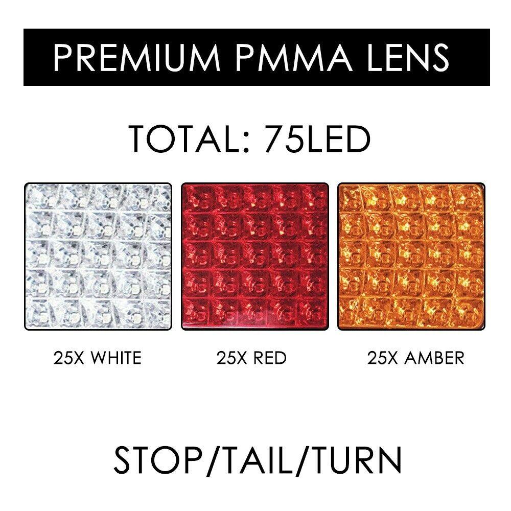 24V Tail Lights Stop Indicator Reverse 75 LED For Truck Trailer [2 Pack ] - Office Catch