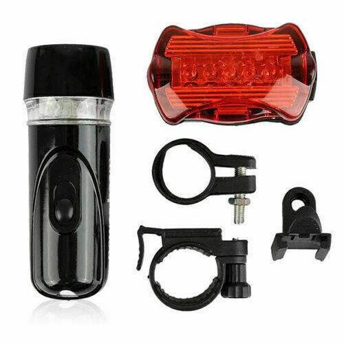 2x Bike Light Head + Rear Safety Alarm Set Bicycle Cycle White Beam 5 LED Lamp - Office Catch