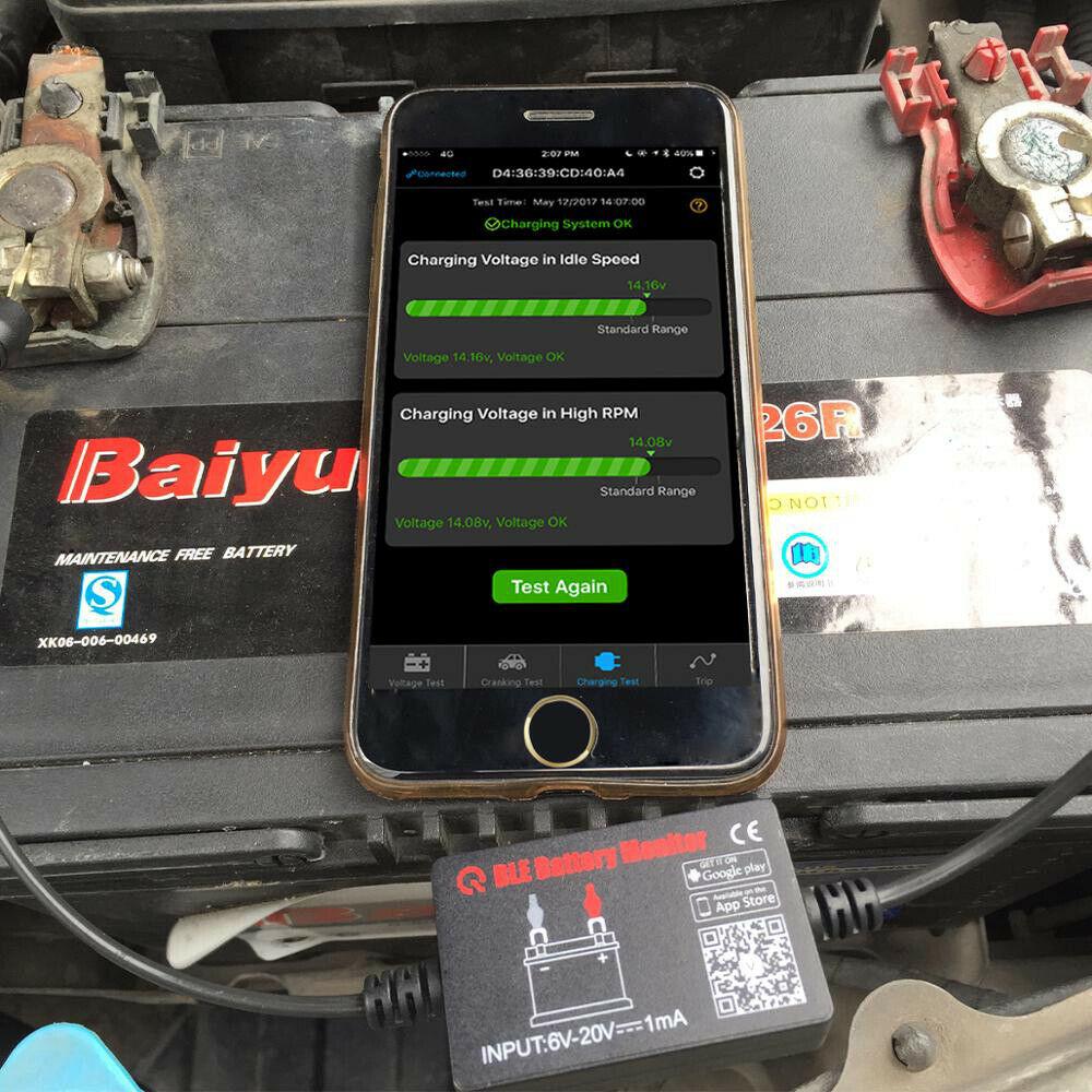 4.0 Voltage Meter Auto Alarm Tester 12V Vehicle Battery Monitor Via Bluetooth - Office Catch