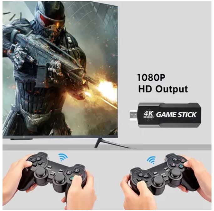 4K Game Stick 128G 40000 Games Retro Game Console HD Video Game Console Wireless Controller For PSP PS1 - Office Catch