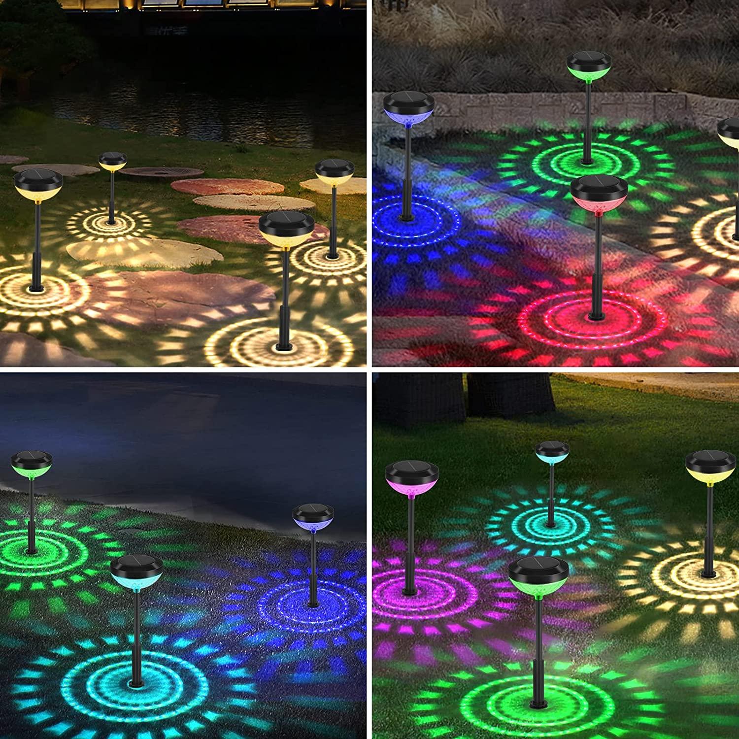 4pc Solar Powered Garden Lights Colorful Bright for Lawn Walkway Yard Decorative - Office Catch