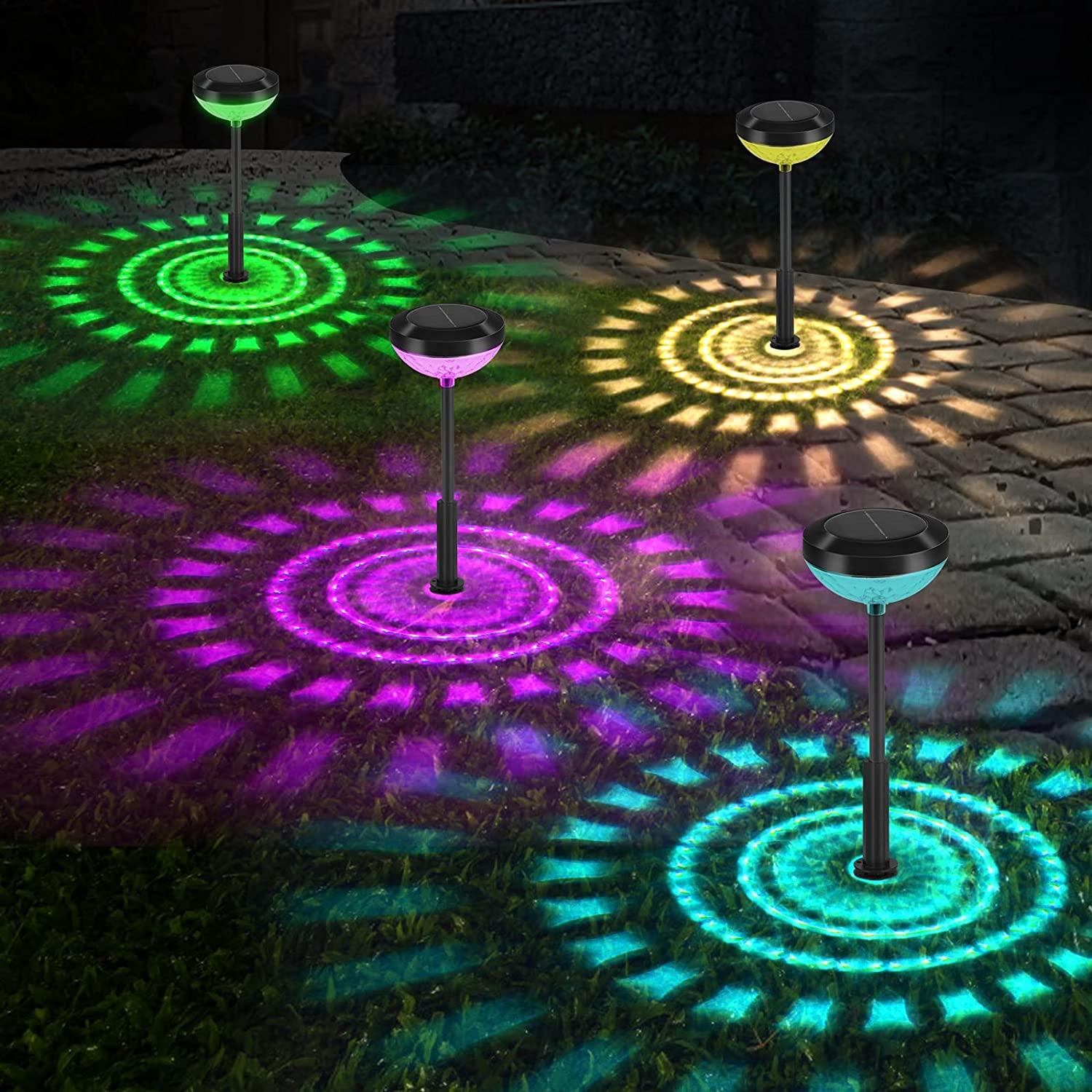 4pc Solar Powered Garden Lights Colorful Bright for Lawn Walkway Yard Decorative - Office Catch