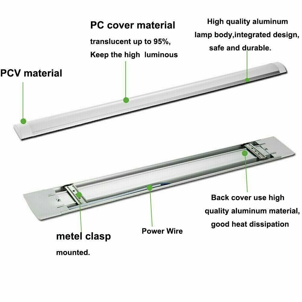 5 Pack LED Slim Ceiling Batten Tube Light Linear 60cm Fluro Fluorescent - Office Catch