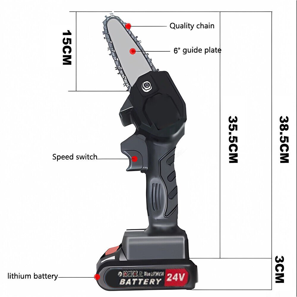 6'' Electric Cordless Chainsaw & 2x Rechargeable Batteries - Office Catch