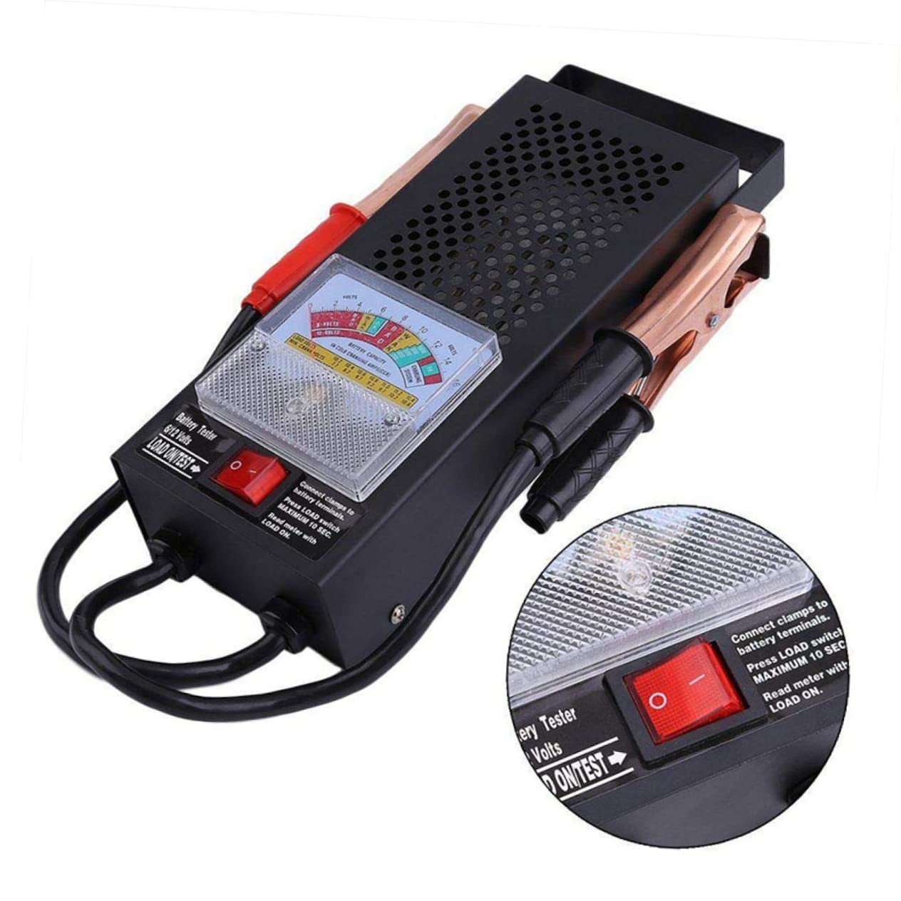 6V/12V 100AMP Car Battery Load Alternator Tester Featuring Voltmeter and Alligator Clips - Ideal for All Battery Types in Cars, RVs, Motorcycles, ATVs, and Boats - Office Catch