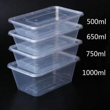 750ml (Large) | 100 Pcs Take Away Containers & Lids Disposable | Plastic Food Storage - Office Catch