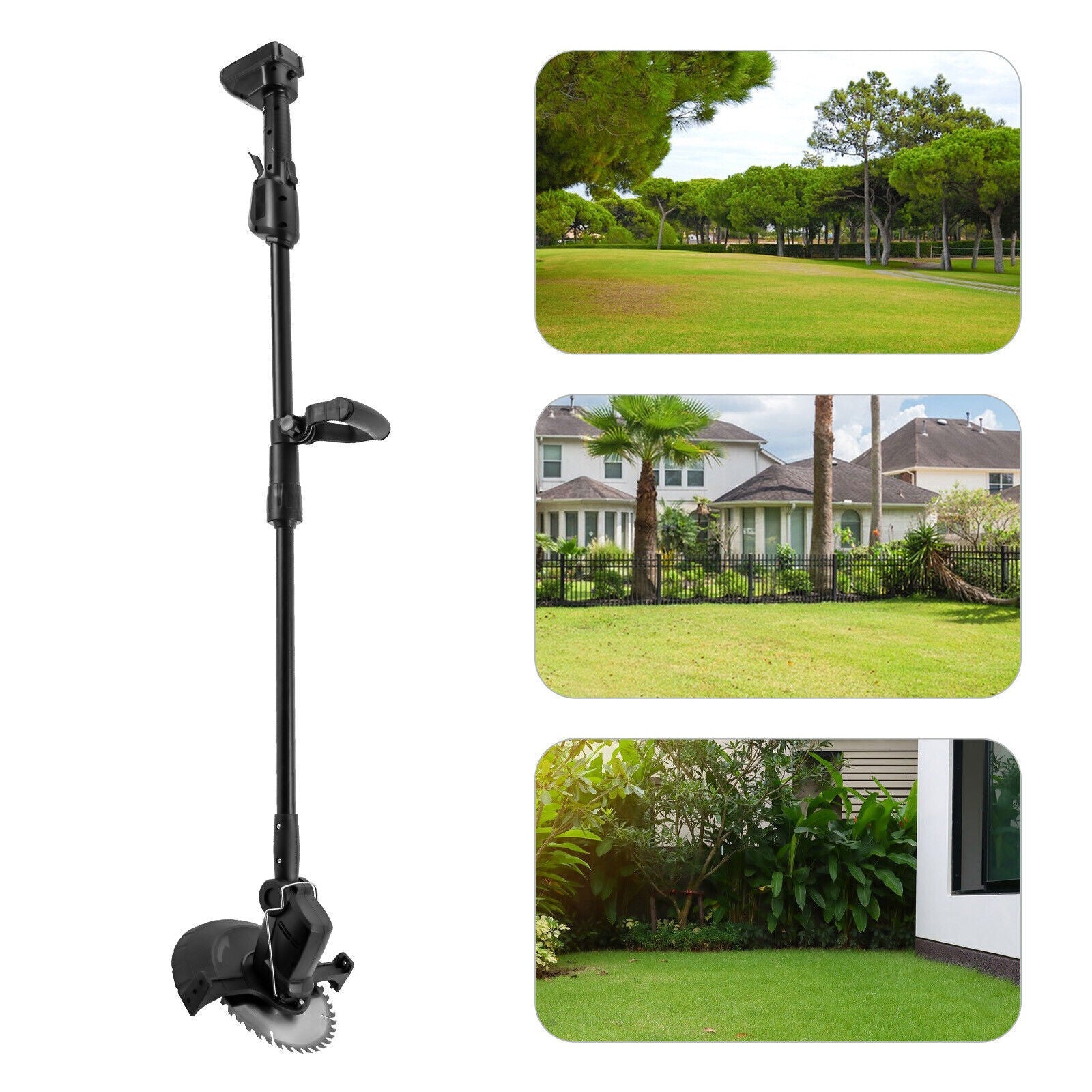 Black | Cordless Grass Trimmer Lawn Grass Brush Cutter Blade Whipper Snipper & 2 Battery - Office Catch