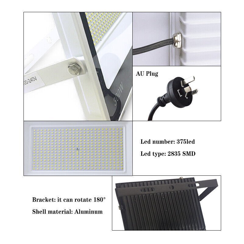 Black Outdoor LED Spotlight | 240V Cool | 300W IP66 - Office Catch