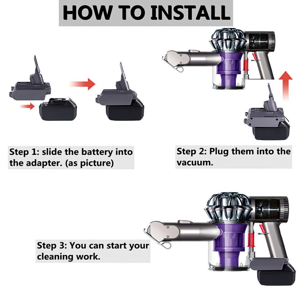 Bosch Milwaukee DeWalt Adapter Convert To Dyson V6 - Office Catch