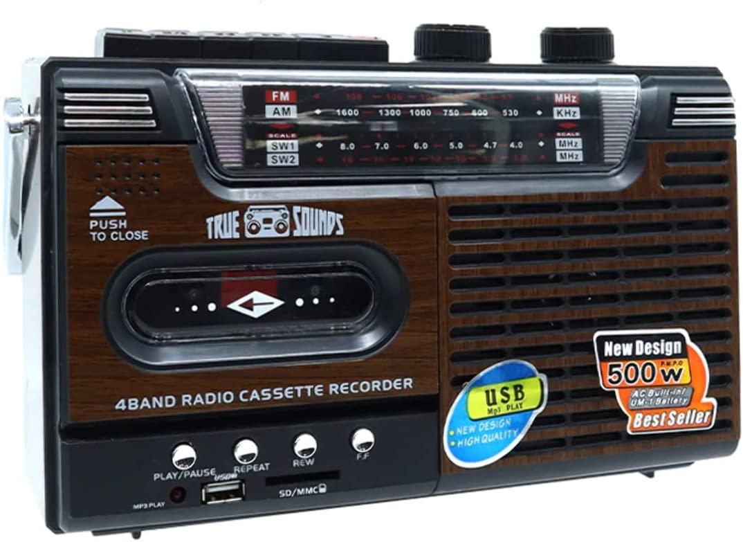 Cassette Tape Player Speaker AM FM SW1 SW2 Radio Single Tape Deck Retro Portable - Office Catch