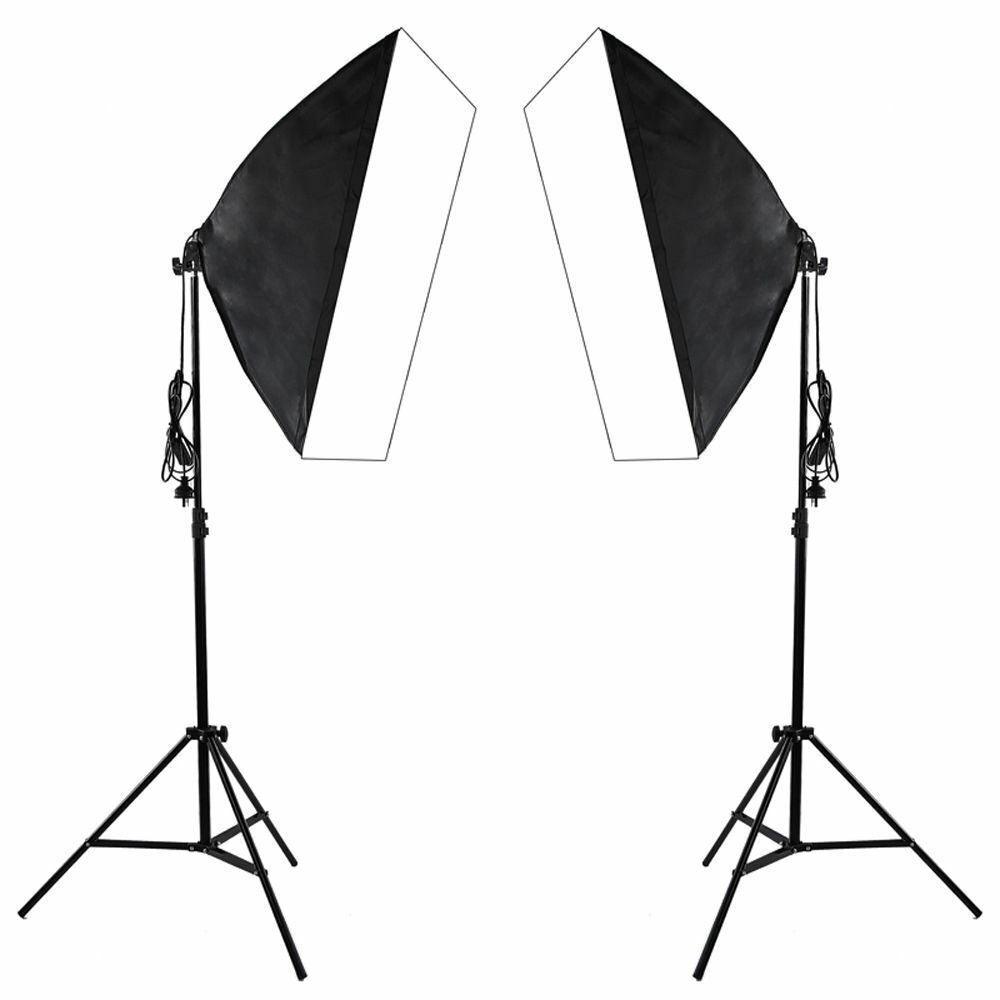 Double Rectangle Softbox 2 x 135W Bulb Continuous Lighting Kit - Office Catch
