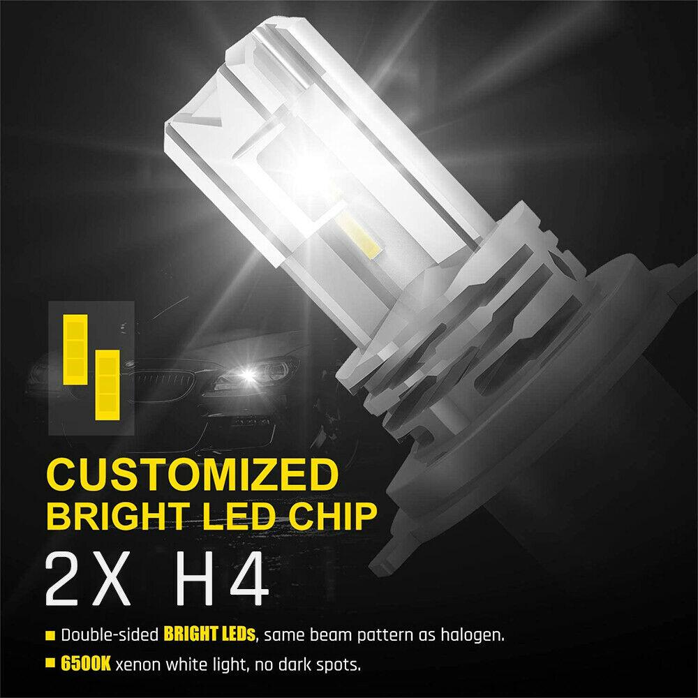 H4 Headlight Globes 2 Pack 1600LM LED Bulbs Conversion Kit High Low Beam - Office Catch
