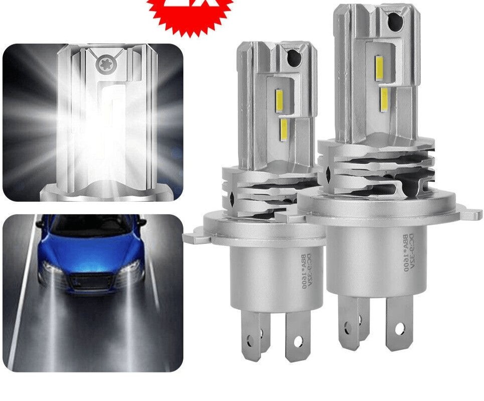 H4 Headlight Globes 2 Pack 1600LM LED Bulbs Conversion Kit High Low Beam - Office Catch