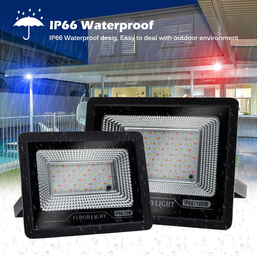 LED Flood Light 100W RGB Floodlight Color Changing Spotlight AU Plug outdoor - Office Catch