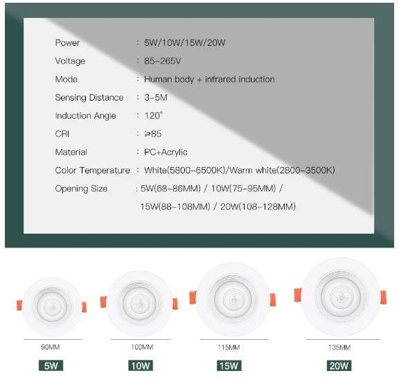 LED Panel Light PIR Motion Sensor LED Downlight 10W LED Ceiling Recessed Induction Light For Indoor Stair Corridor Lamps - Office Catch