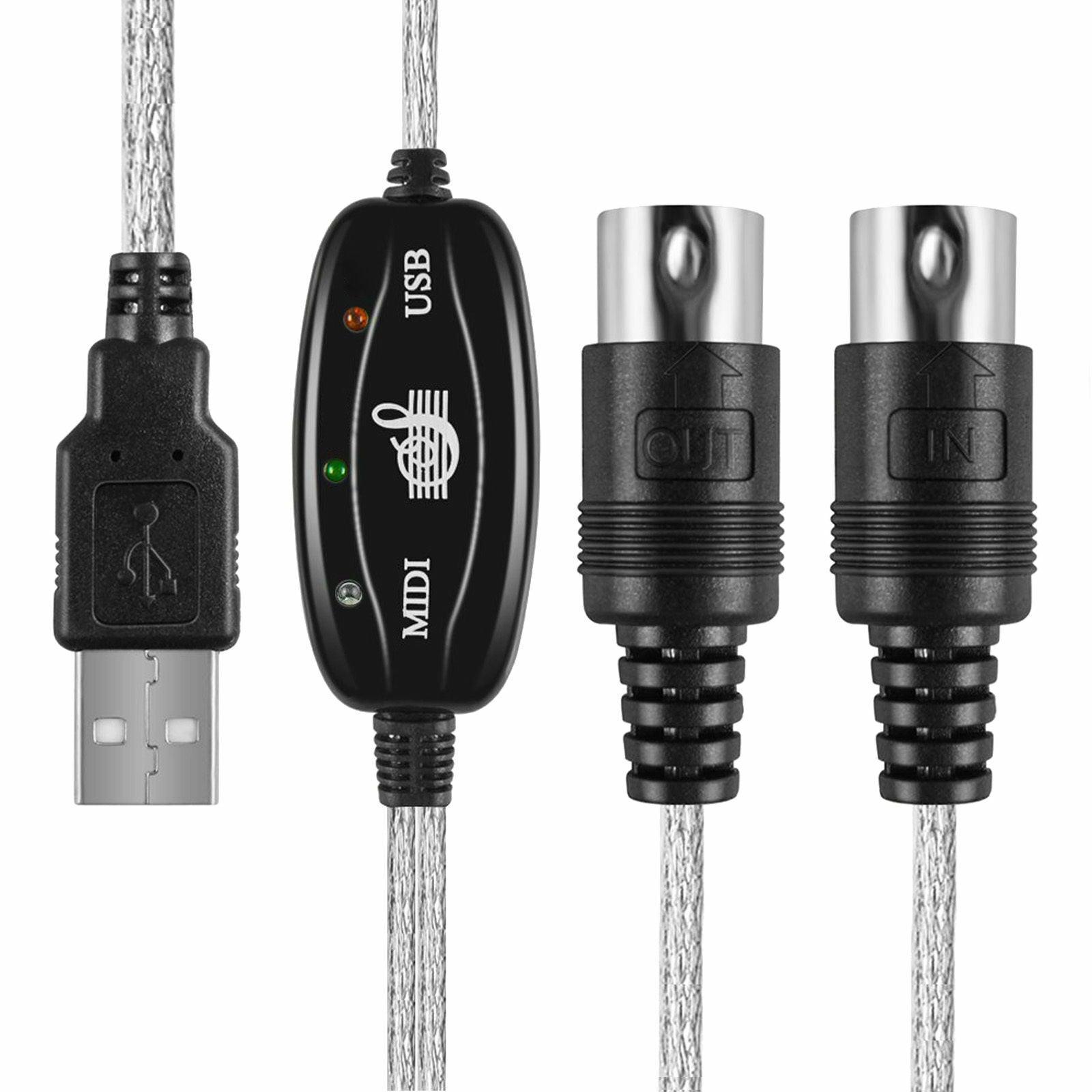 MIDI Cable in & Out USB to MIDI Converter PC to Music Keyboard Adapter Cord 16 Channels Supports Computer Laptop Windows and Mac - Office Catch