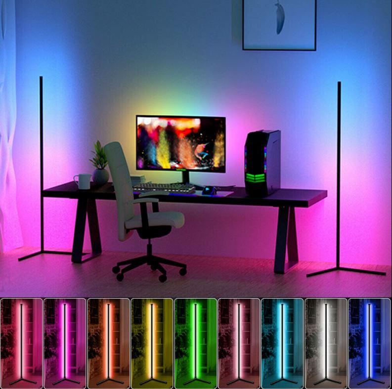 RGB LED Floor Corner Lamp Light Stand Streaming Room Game with Reomte Control | 160cm tall - Office Catch
