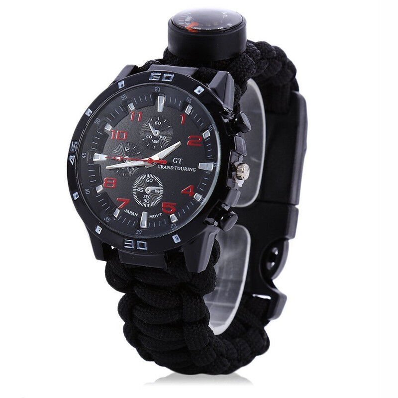 Survival Watch Compass 16 in 1 Flint Fire Thermometer - Office Catch