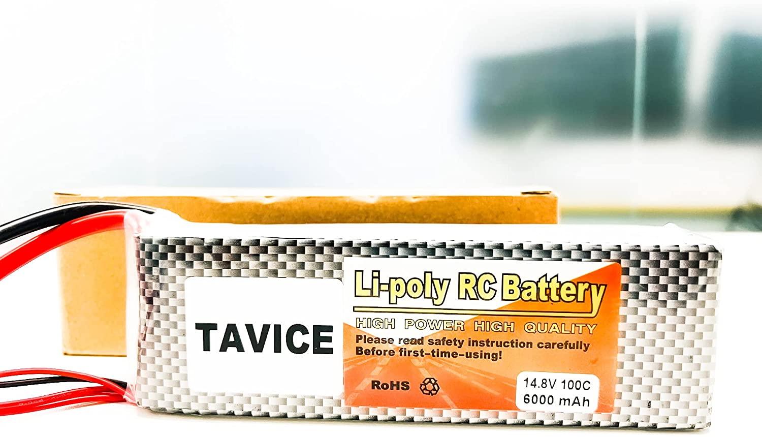 Tavice 4S Lipo Battery 6000mAh 14.8V 100C with EC5 Plug Soft Case for RC Plane Quadcopter Airplane Helicopter RC Car Truck RC Boat - Office Catch