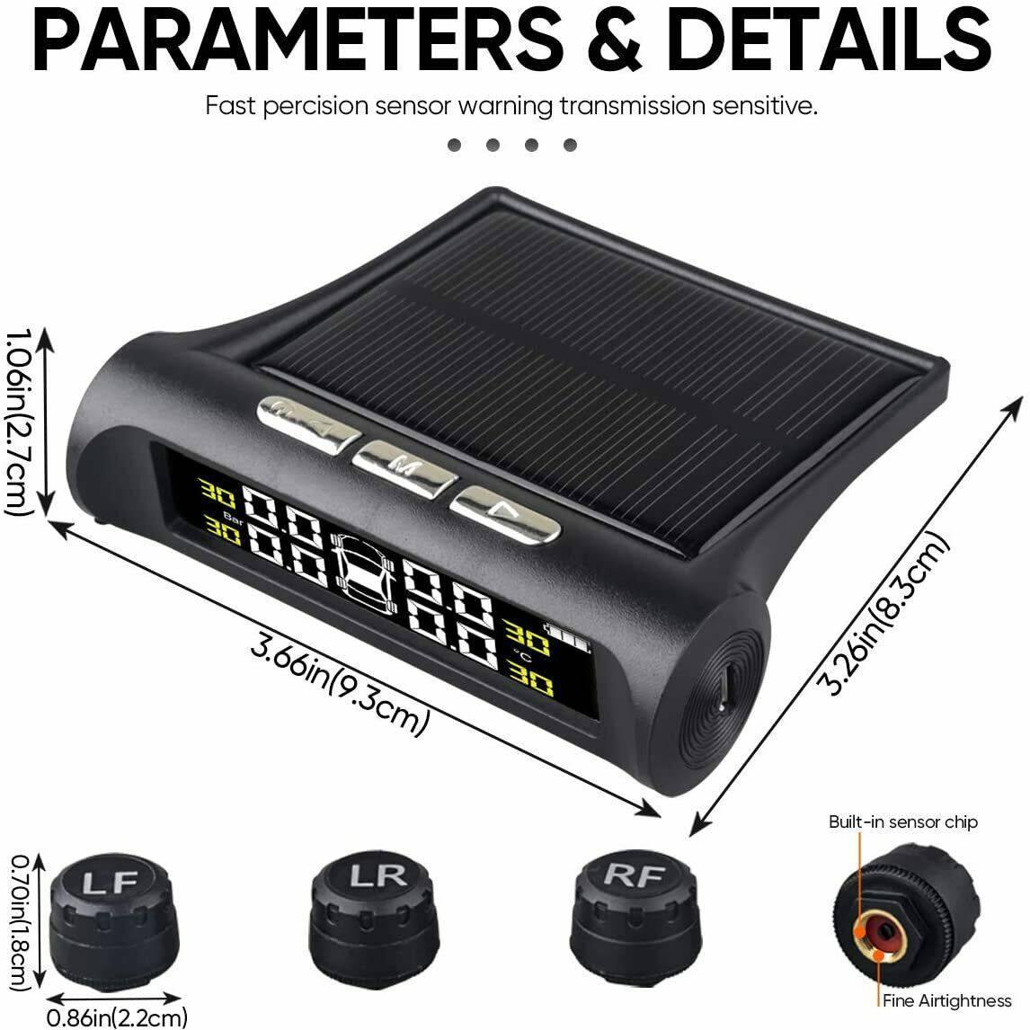 TPMS Wireless Tyre Pressure With Monitor System LCD Tester Including 4 Sensors For Car - Office Catch