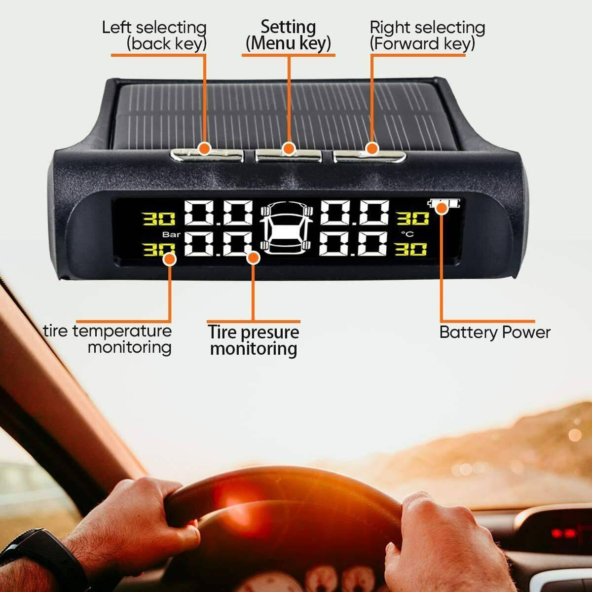 TPMS Wireless Tyre Pressure With Monitor System LCD Tester Including 4 Sensors For Car - Office Catch