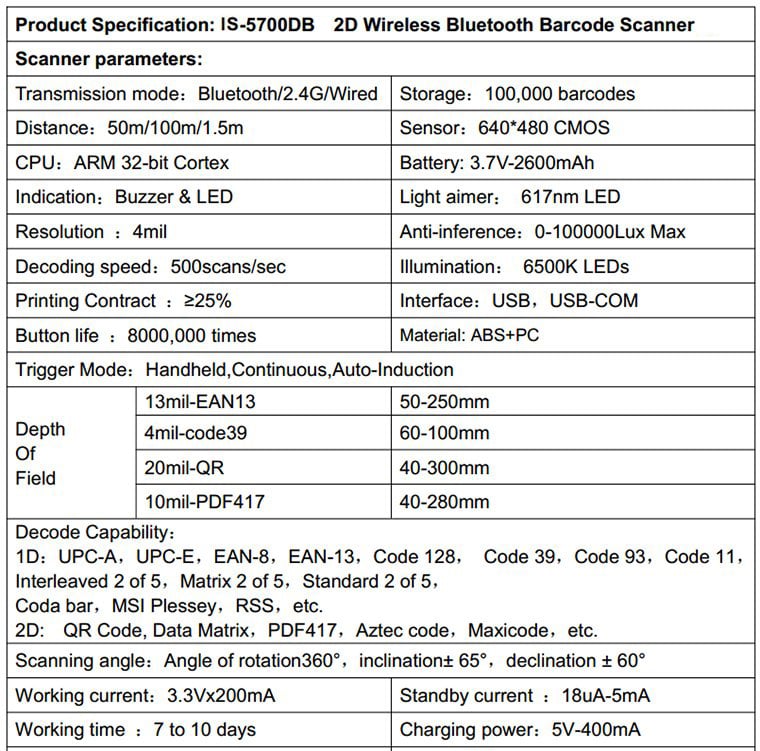 USB Barcode QR Code Scanner 2D Wireless Bluetooth For Windows Android Apple - Office Catch